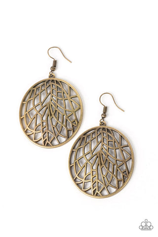 Fractured Foliage Brass Earring