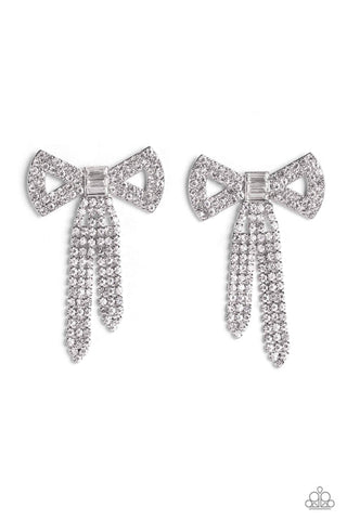 Just BOW With It White Post Earring
