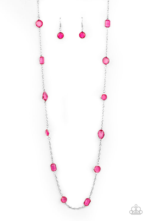 Glassy Glamorous Pink Necklace