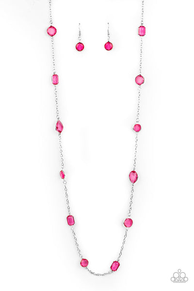 Glassy Glamorous Pink Necklace