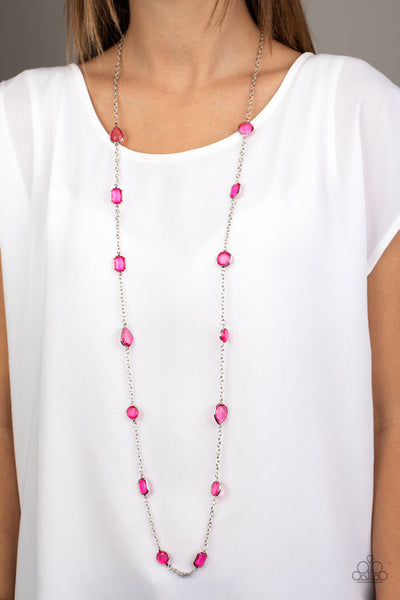 Glassy Glamorous Pink Necklace