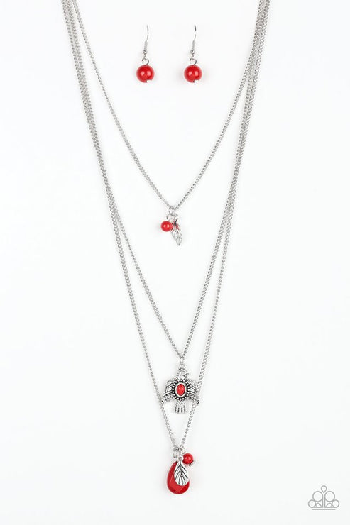 Soar With The Eagles Red Necklace