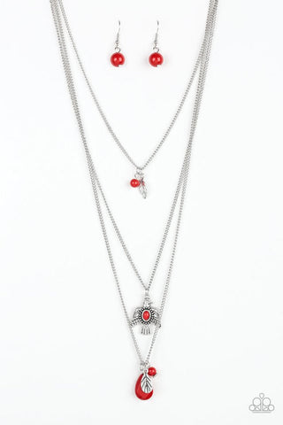 Soar With The Eagles Red Necklace