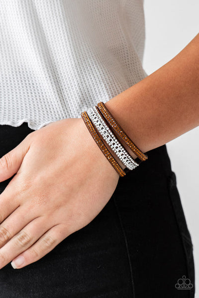 Rollin' In Rhinestones Brown Bracelet