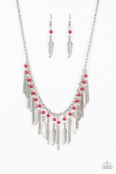 Feathered Ferocity Red Necklace