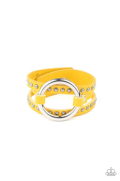 Studded Statement-Maker Yellow Bracelet