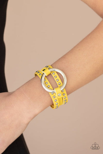 Studded Statement-Maker Yellow Bracelet