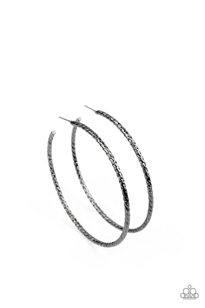 Voluptuous Volume Black Hoop Earring