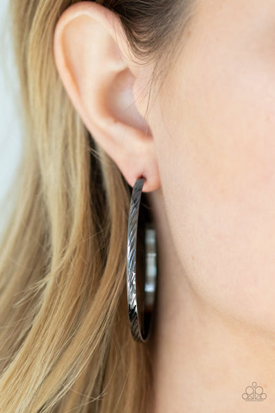 Reporting For Duty Black Hoop Earring