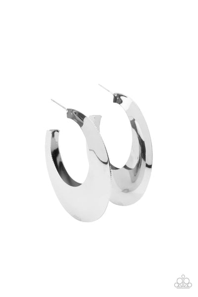 Going OVAL- board Silver Hoop Earring