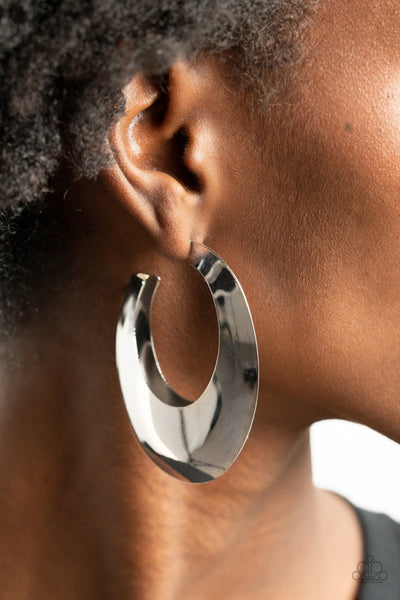 Going OVAL- board Silver Hoop Earring