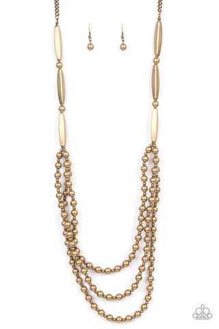 Beaded Beacon Brass Necklace