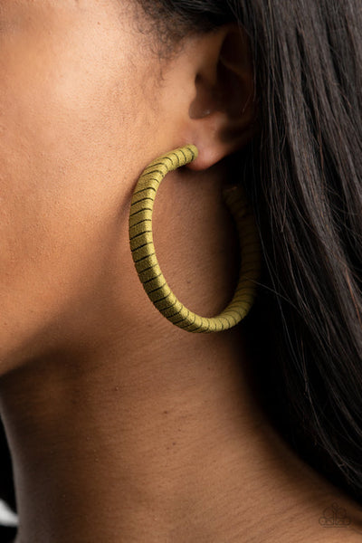 Suede Parade Green Hoop Earring