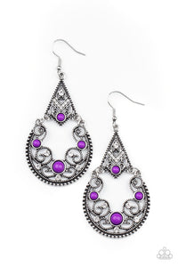 Bohemian Ball Purple Earrings