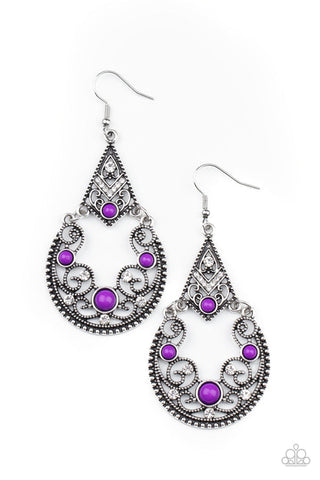 Bohemian Ball Purple Earrings