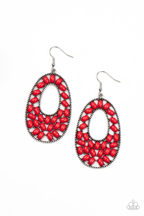 Beaded Shores Red Earring