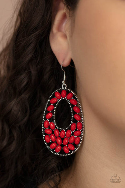 Beaded Shores Red Earring