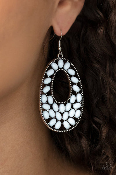 Beaded Shores White Earring