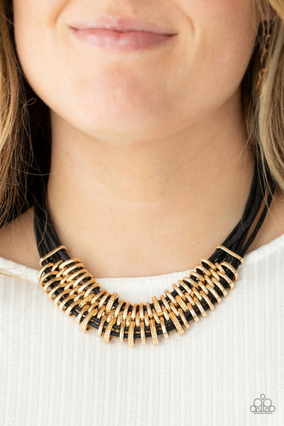 Lock, Stock, And SPARKLE  Gold Necklace