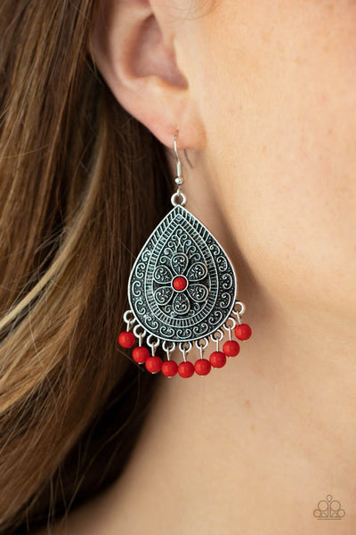 Blossoming Teardrops Red Earring