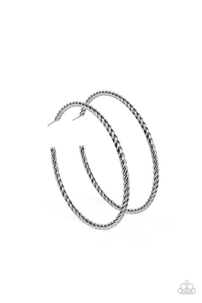 Resist The Twist Black Hoop Earring