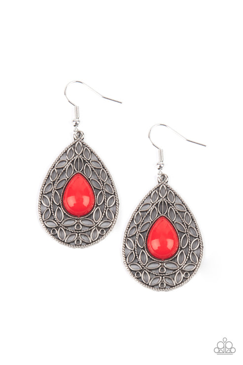 Fanciful Droplets Red Earring