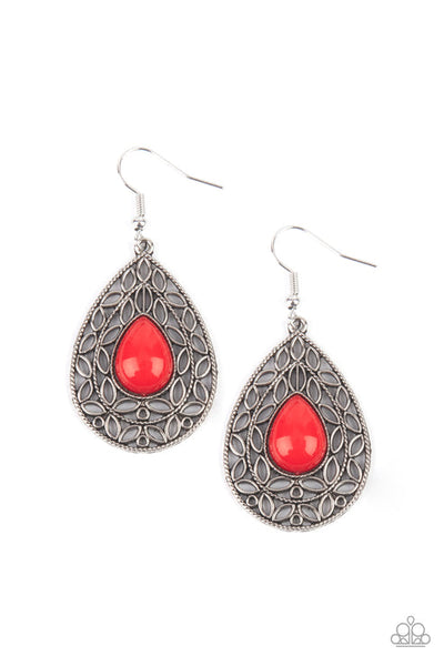 Fanciful Droplets Red Earring