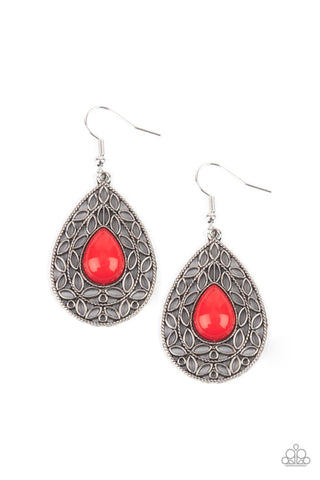 Fanciful Droplets Red Earring