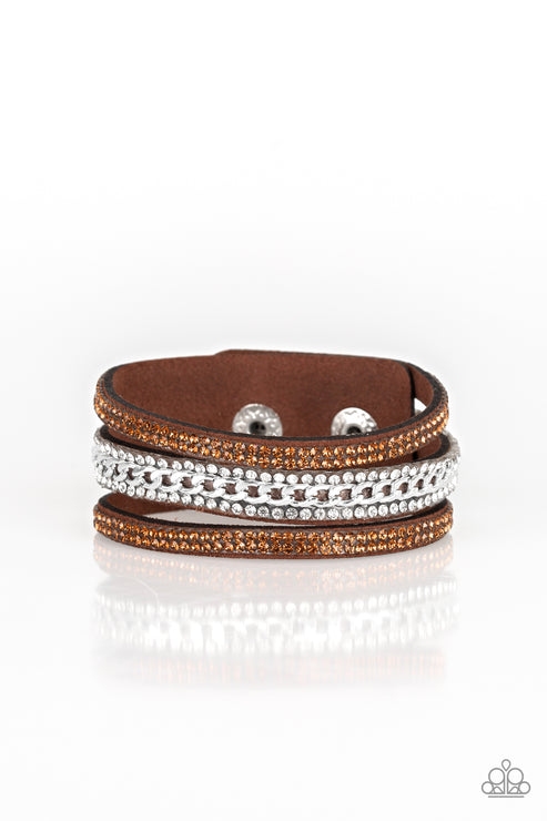 Rollin' In Rhinestones Brown Bracelet