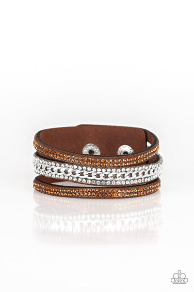 Rollin' In Rhinestones Brown Bracelet