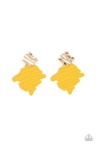 Crimped Couture Yellow Earring