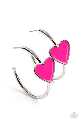 Kiss Up Pink Hoop Earring