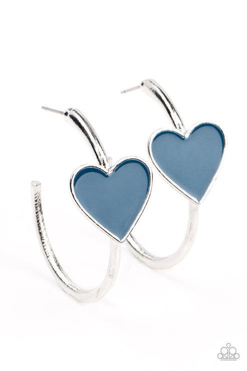 Kiss Up Blue Hoop Earring