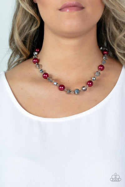 Decked Out Dazzle Red Necklace