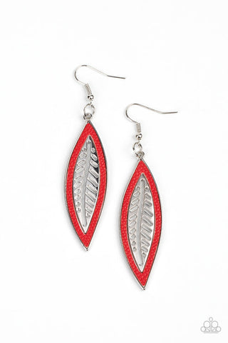 Leather Lagoon Red Earring