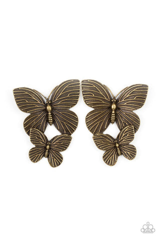 Blushing Butterflies Brass Post Earring