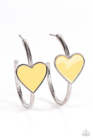 Kiss Up Yellow Hoop Earring