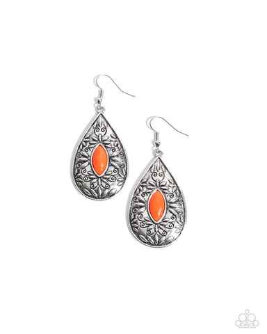 Two PERENNIALS In A Pod Orange Earring