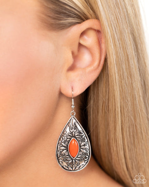 Two PERENNIALS In A Pod Orange Earring