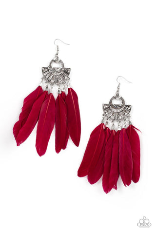 Plume Paradise Red Earring