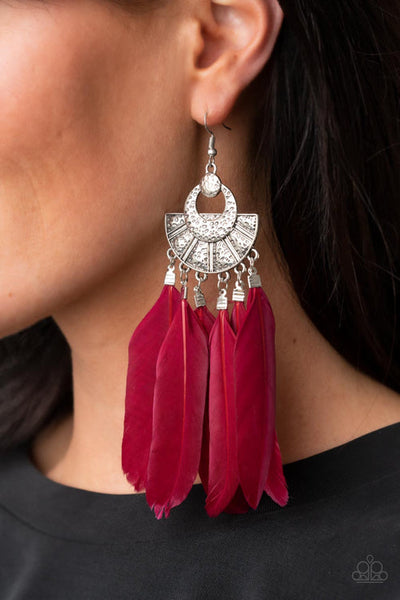 Plume Paradise Red Earring
