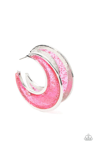 Charismatically Curvy Pink Hoop Earring