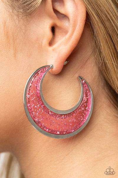 Charismatically Curvy Pink Hoop Earring