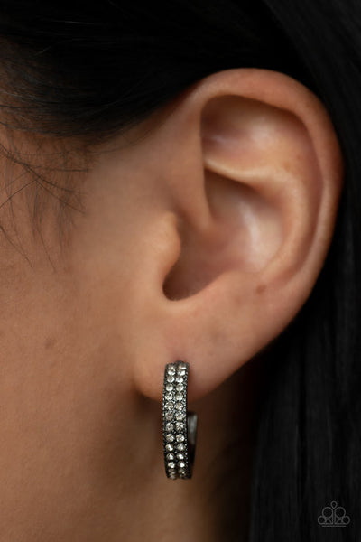 Small Town Twinkle Black Hoop Earring