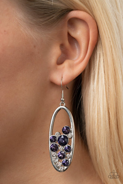 Prismatic Poker Face Purple Earring
