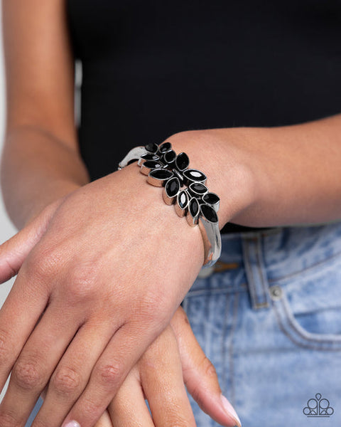 Glamorously Garnished Black Bracelet