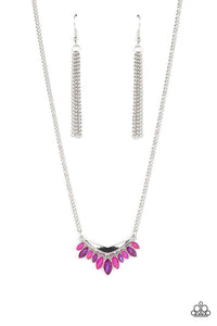 Flash Of Fringe Pink Necklace