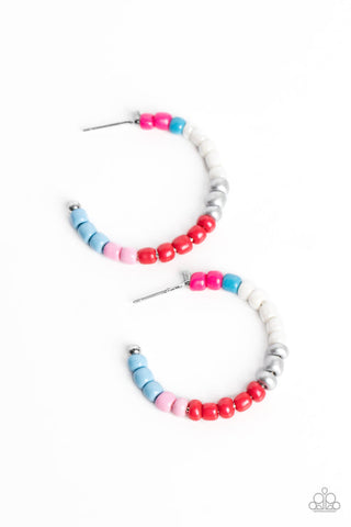 Multicolored Mambo Pink Hoop Earring