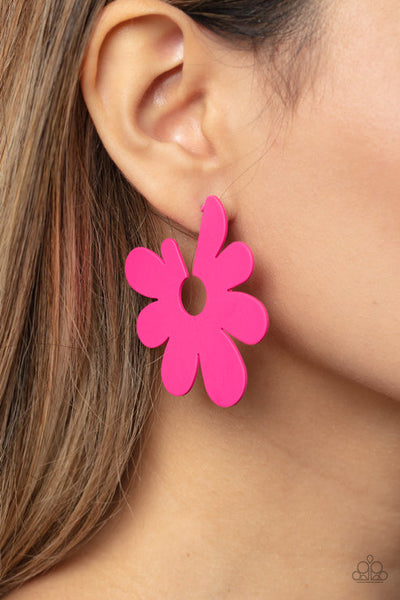 Flower Power Fantasy Pink Post Earring