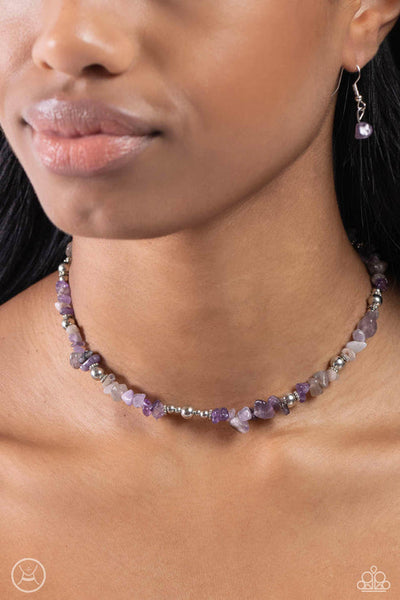 Carved Confidence Purple Choker Necklace